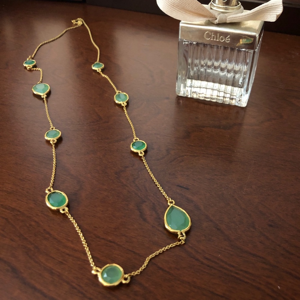 Kate Spade Mint Green Long Gold Necklace